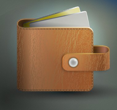 Leather wallet.  vector illustration  clipart