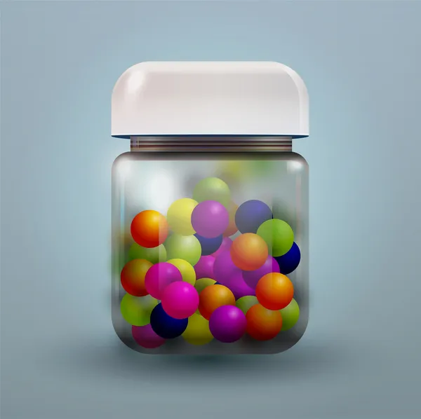 Illustration Pot Avec Des Bonbons Colorés — Image vectorielle