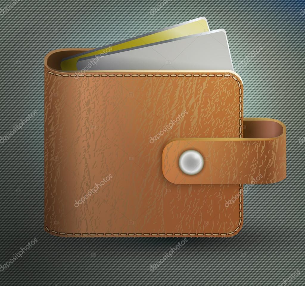Leather wallet.  vector illustration