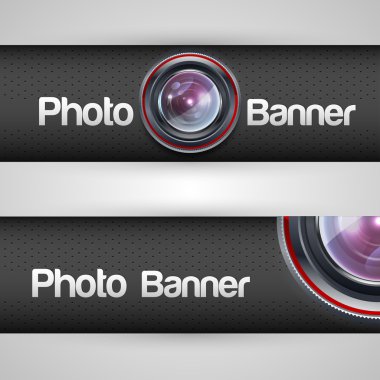 Photo banner with lens. Vector illustration. clipart