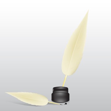 Vector feather and ink bottle clipart