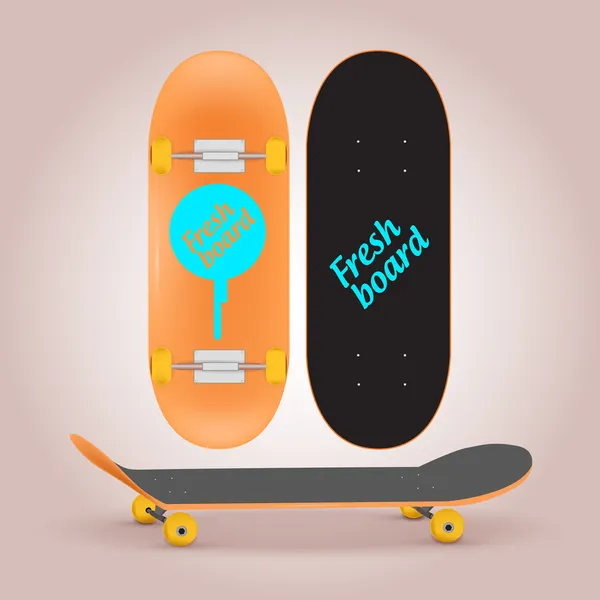 Vector Illustration Skateboard Upper Lower Side — Stock Vector