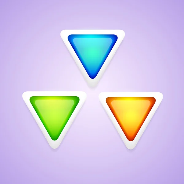 Conjunto Vectorial Botones Triángulo Coloridos — Vector de stock