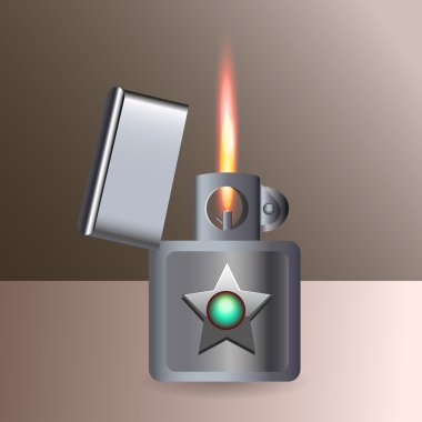 Burning cigarette lighter. Vector. clipart