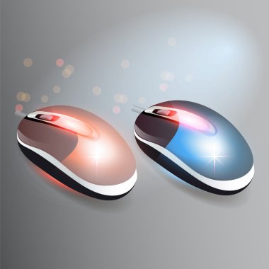 Kırmızı ve mavi bilgisayar kablosuz fareler