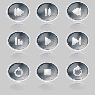 Media player düğmeleri koleksiyonu.
