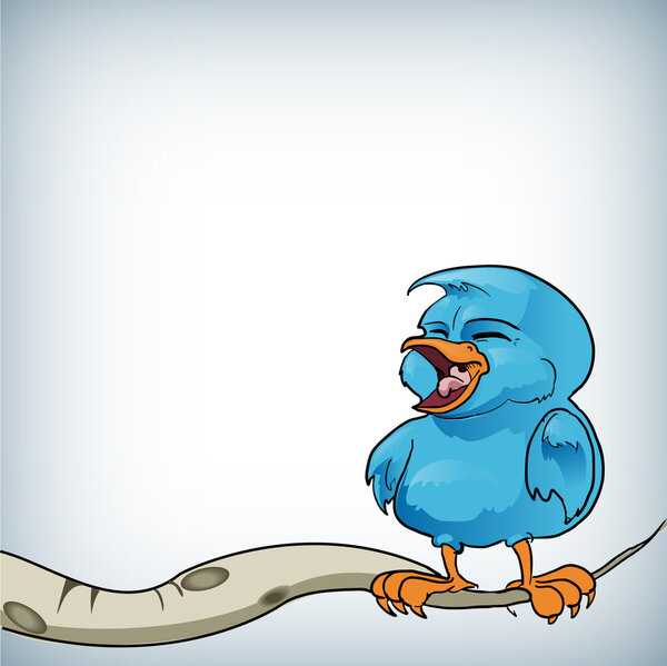Blue bird on a branch - vector illustration.