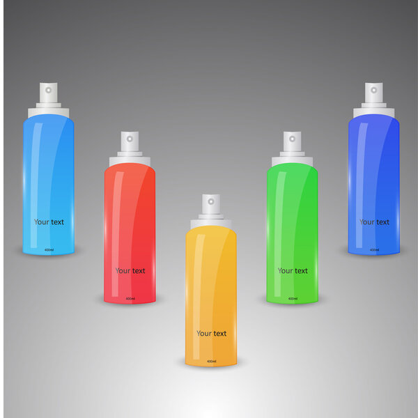 Collection of colorful spray bottles