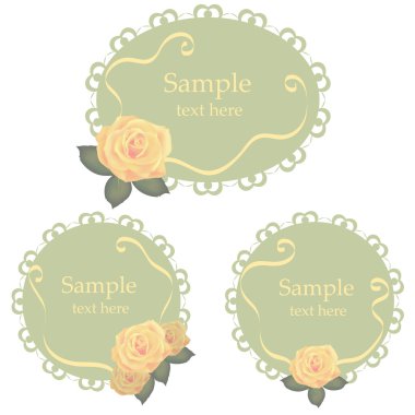 Vector floral lace frames with roses clipart