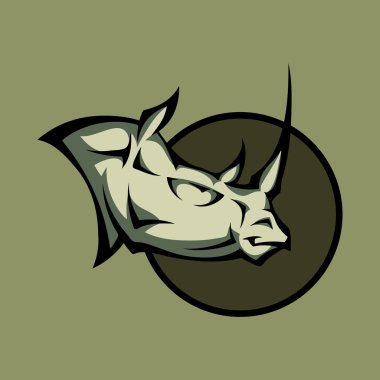 Vector illustration of a angry rhino head clipart