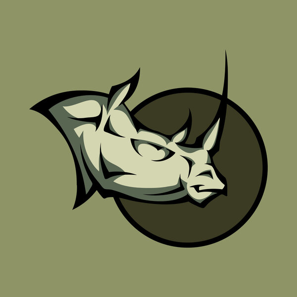 Векторная иллюстрация разгневанной головы носорога

