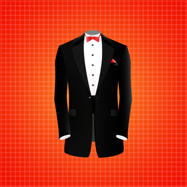 Black suit on red backgroud, vector illustration