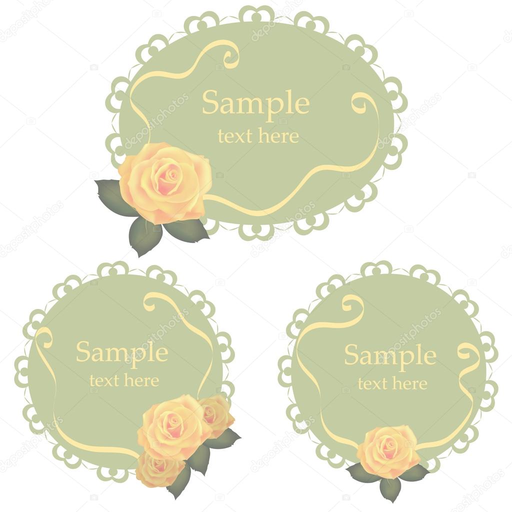 Vector floral lace frames with roses