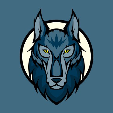 Vector illustration of wolf head in front clipart