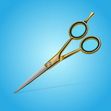 Golden scissors. Vector illustration clipart