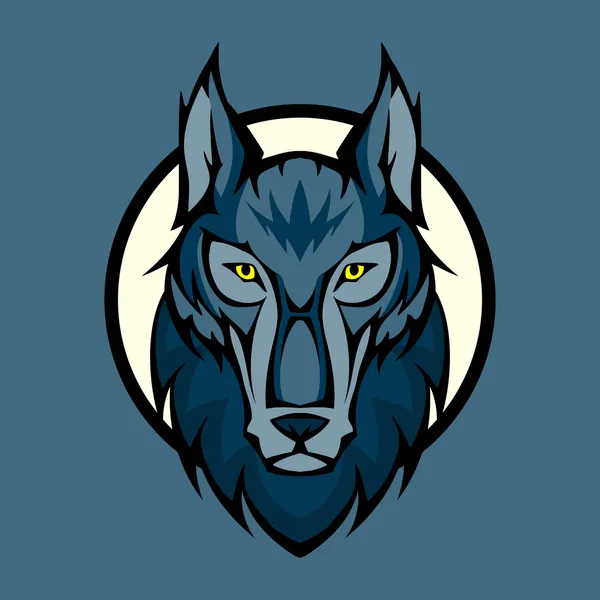 Vector Illustration Wolf Head Front — Stock Vector