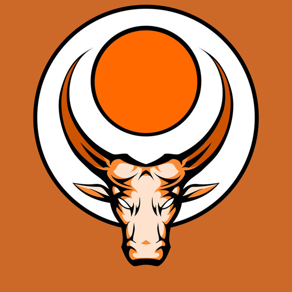 Голова талисмана быка с рогами. Векторная миграция
