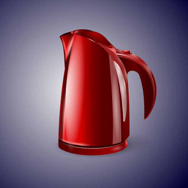 Red electric kettle vector illustration.
