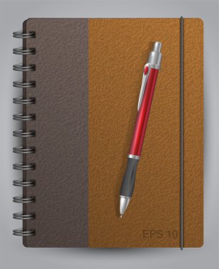 Vector diary with classic pen clipart