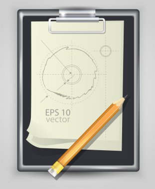 Notepad with pencil - vector illustration clipart