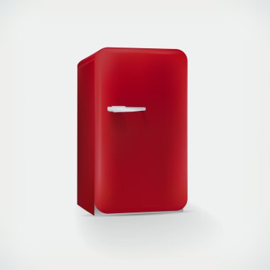 Vektör kırmızı buzdolabı, vektör çizim 