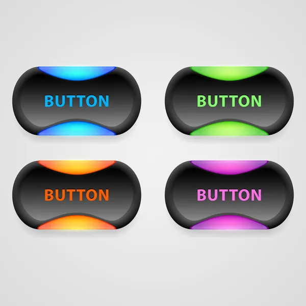 カラフルな3Dボタンのセット ベクターイラスト — ストックベクタ