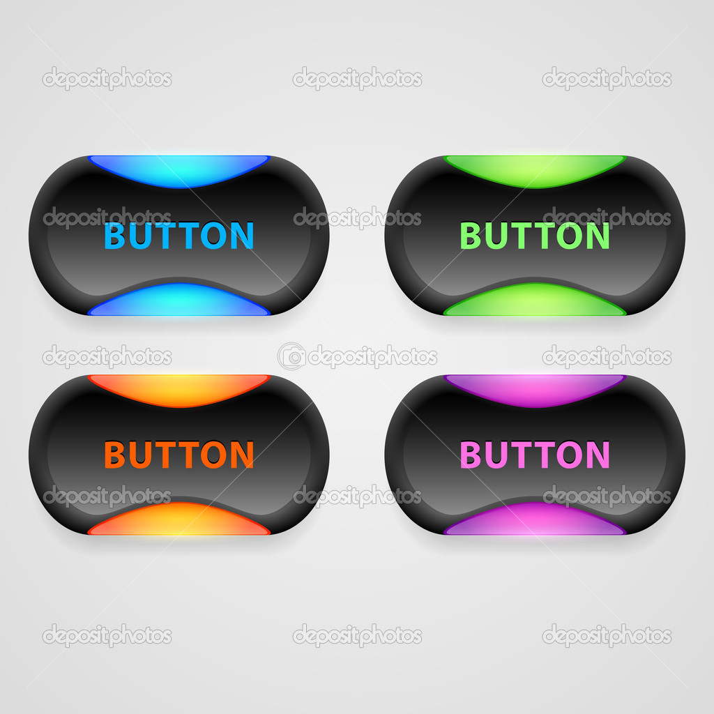 Set of colorful 3d buttons. Vector illustration.