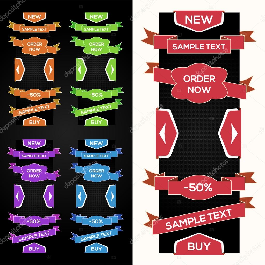 Collection of vector sale ribbons, stickers, tabs