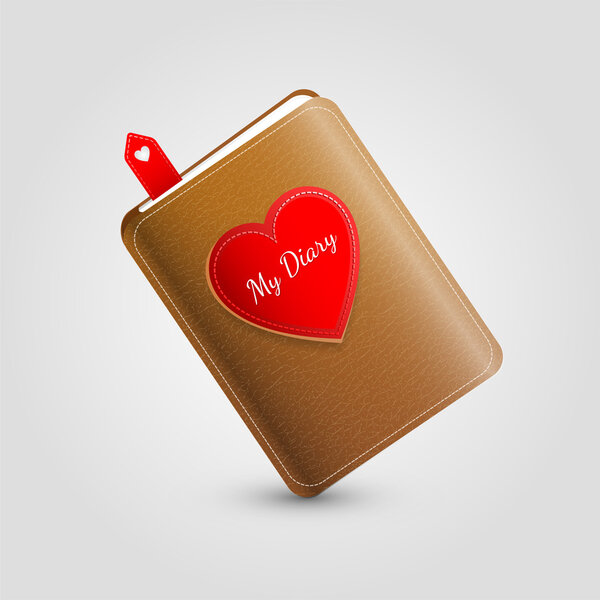 Closed dairy book. Vector.