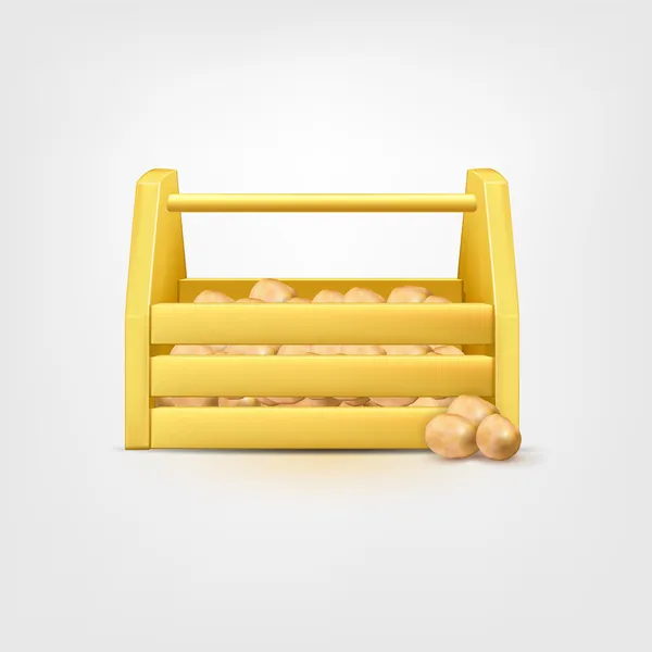 Patatas Caja Madera — Vector de stock