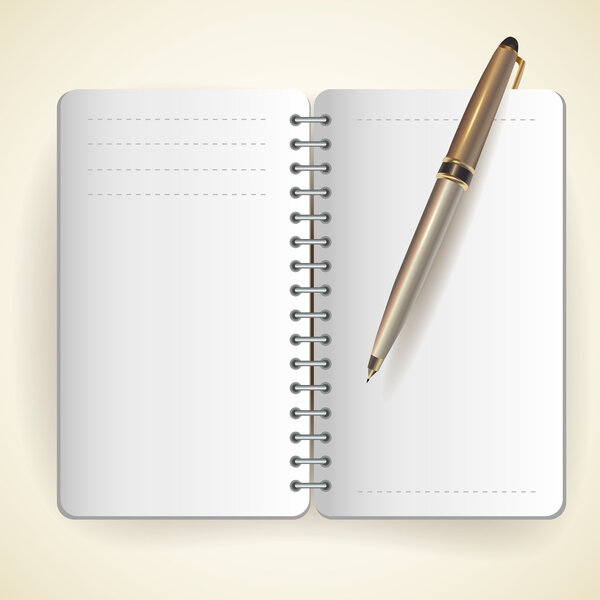 Vector of notepad and pen