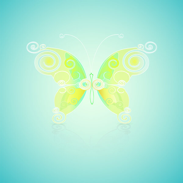 green Butterfly. Vector illustration