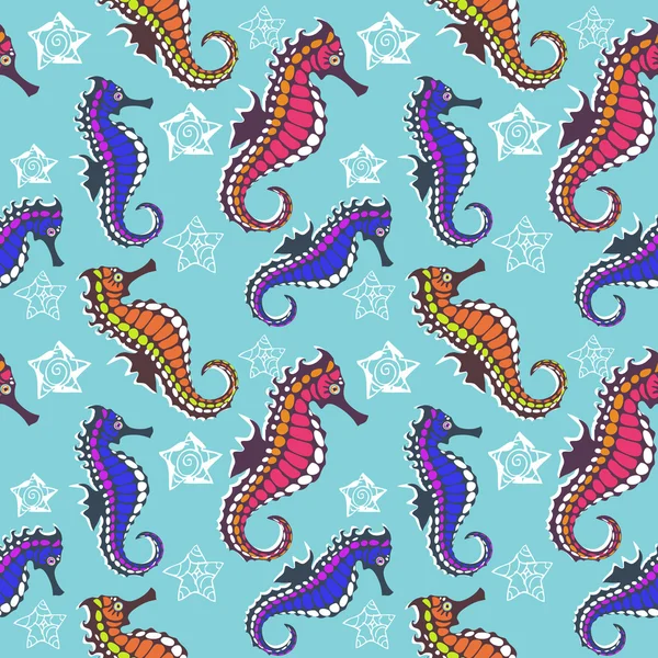 Seahorse Seamless Mönster Vektor Royaltyfria illustrationer