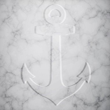 Ship anchor sign on marble background clipart