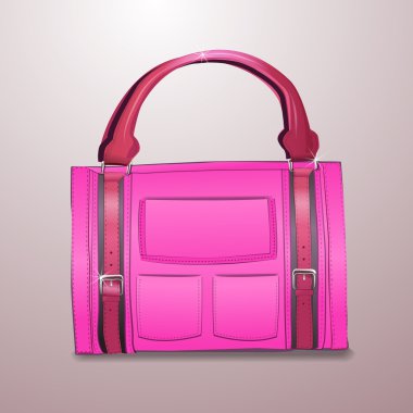 vektör çizim pembe deri evrak çantası