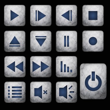 Media player gray buttons set clipart