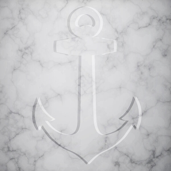Ship anchor sign on marble background