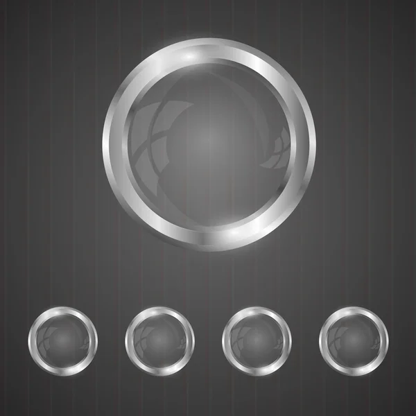 Glass Silver Buttons Vector Illustration — Stock Vector