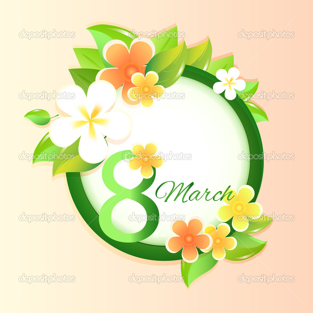 Womens day vector greeting card with flowers