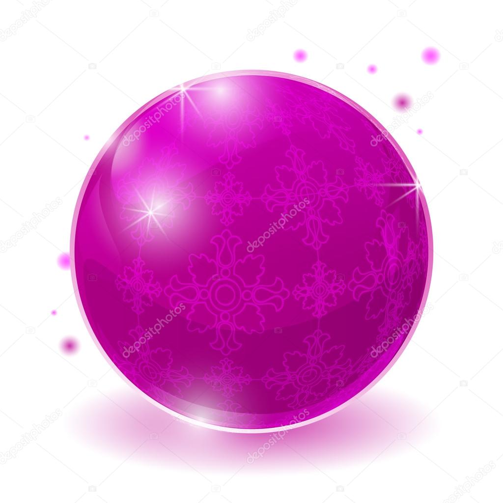 Pink glossy sphere isolated on white.