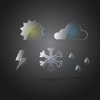 Vector weather forecast icons with dark background clipart