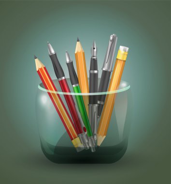 Set icons pen and pencil vector illustration clipart