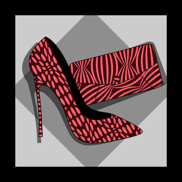 Fashion shoes and bag, vector