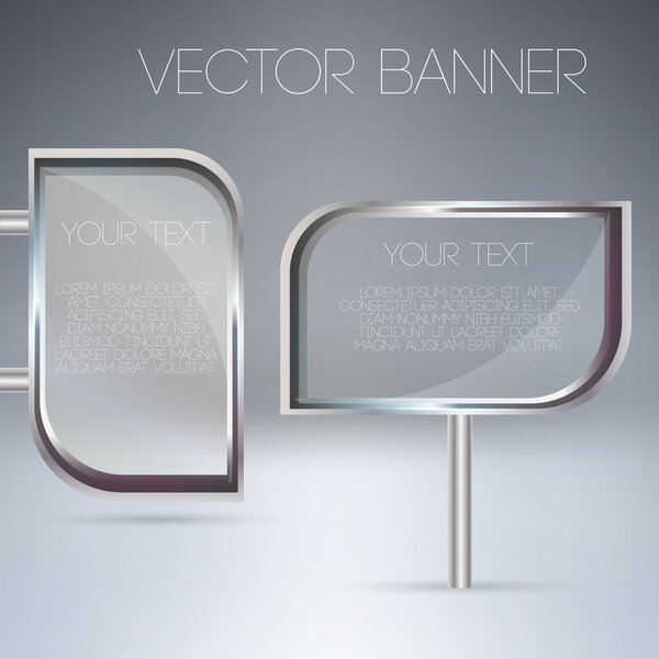Vector transparent glass banners.