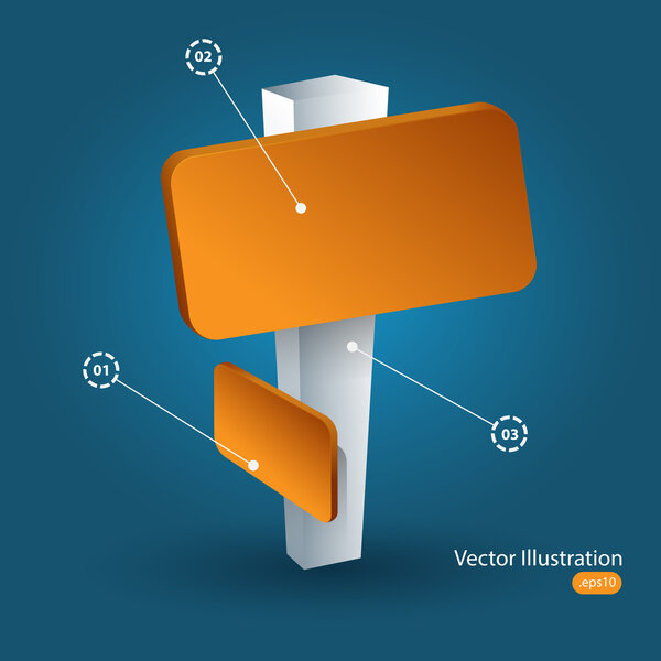 Wooden signpost. Vector background.