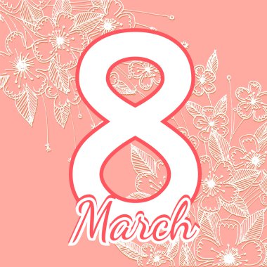 8 Mart çiçek greating kartı. vektör