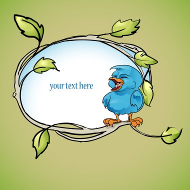 Vector floral frame with blue bird clipart