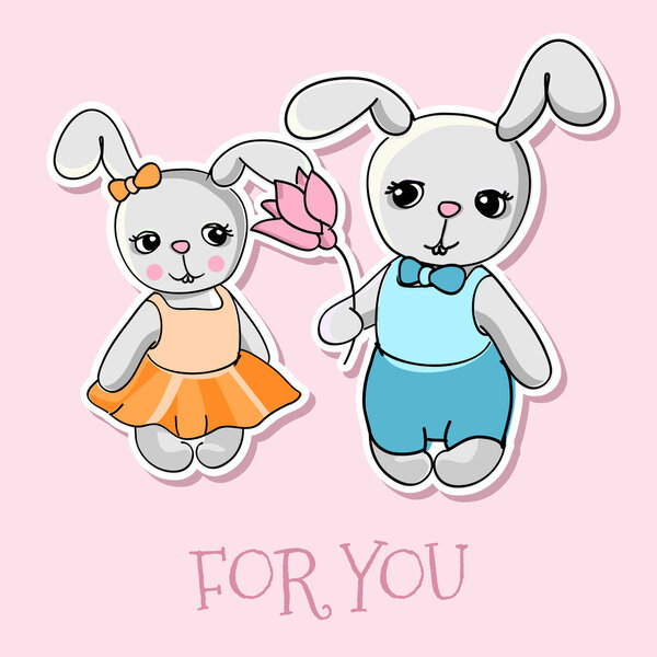 Cute bunnies vector,  vector illustration 