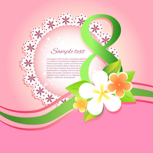 Векторные открытки на день женщин с цветами
