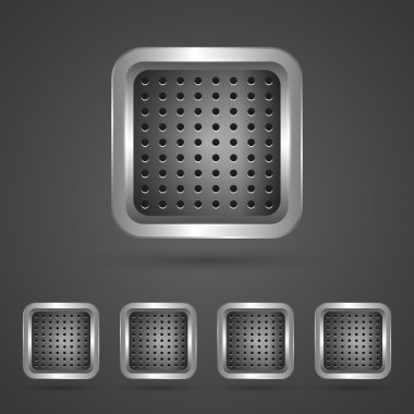 Set of silver square buttons clipart